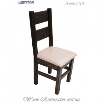 Деревянный стул Antik-1504 мягкий, под старину, для ресторана, паба, таверны, кафе, для бани, дома, дачи, летней площадки, террассы....